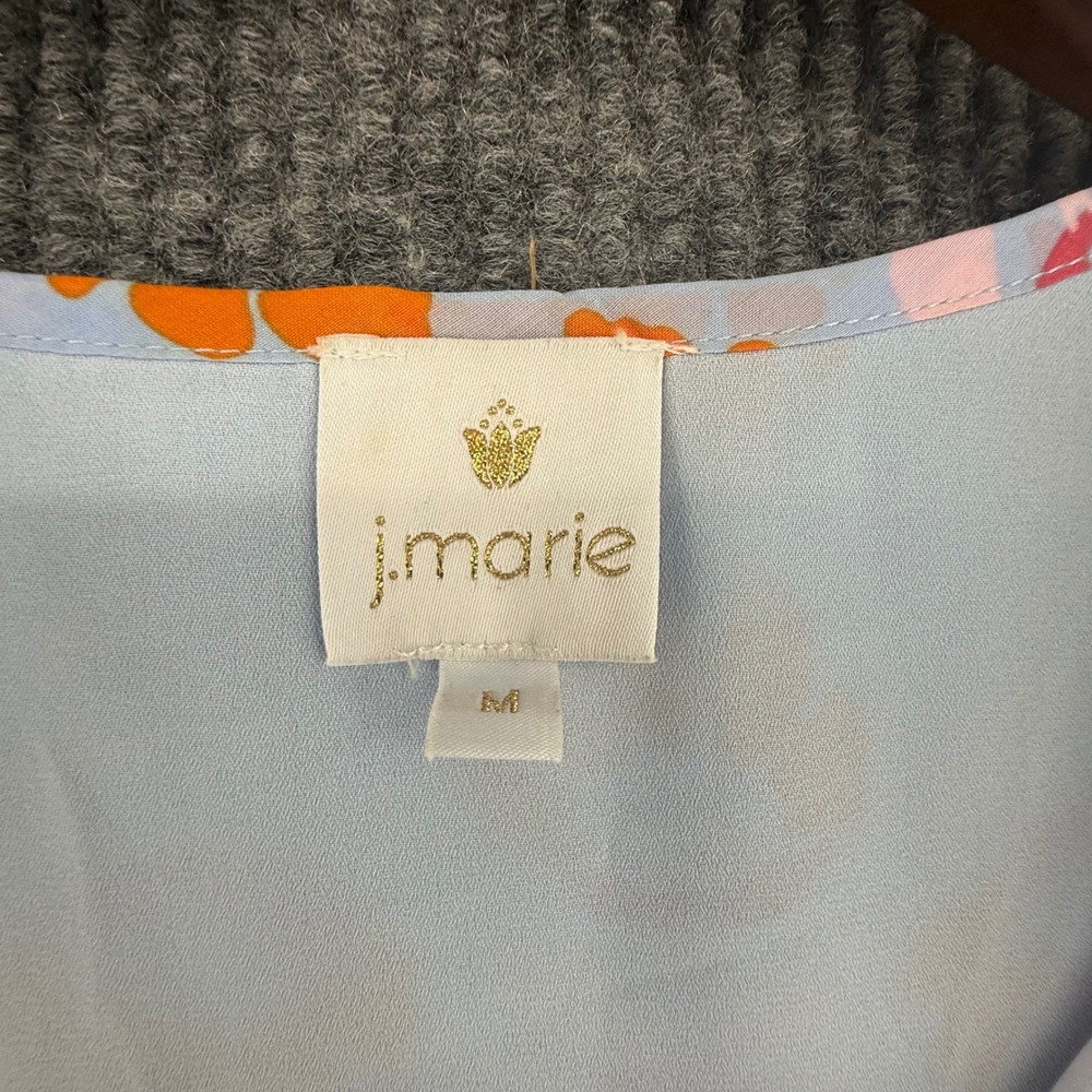 J. Marie Dress Womens Size M Blue Orange Floral Tiered Babydoll JM1899 Excellent - Picture 2 of 7